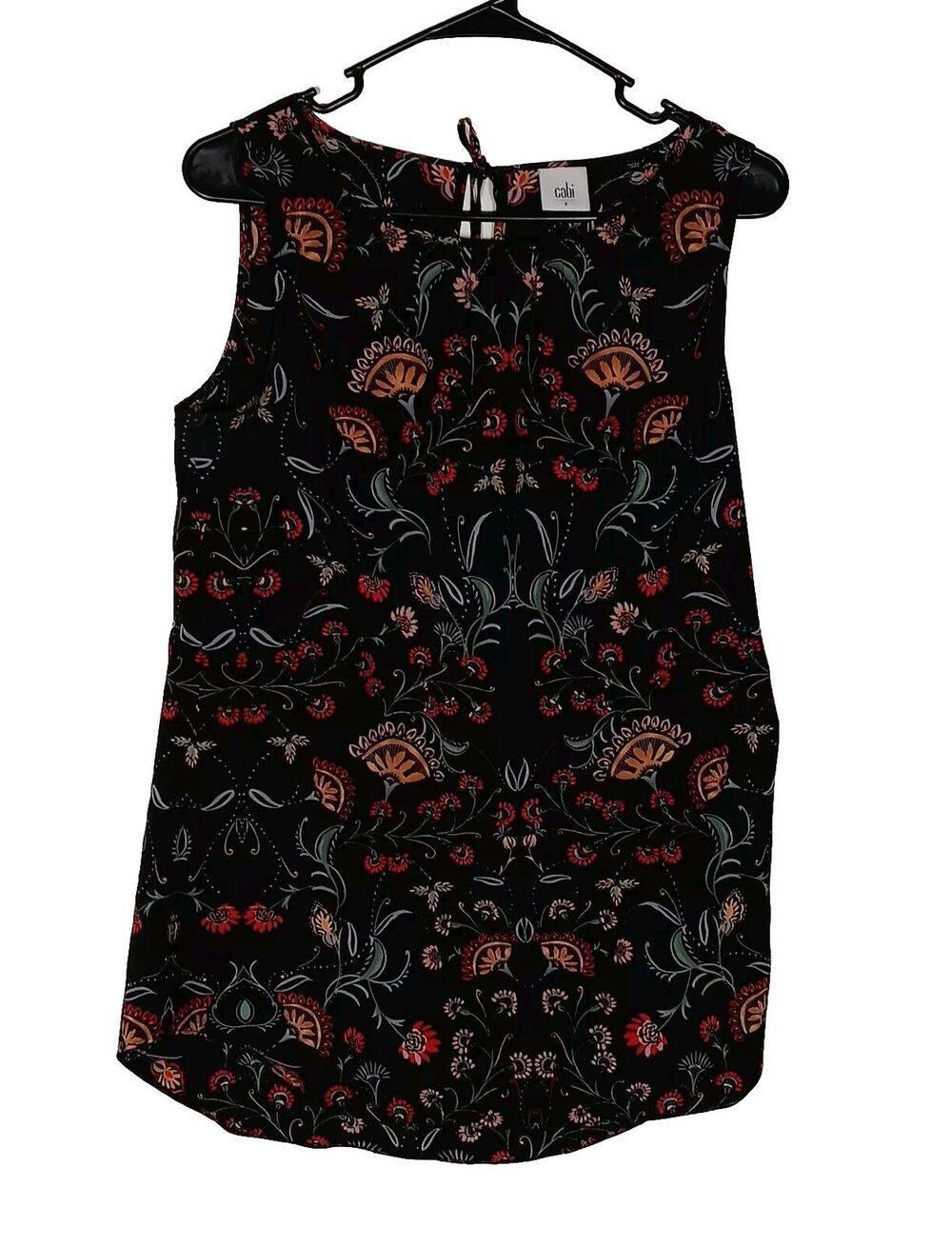 CABI Sleeveless Top Shirt Black Multicolor Blouse Small
